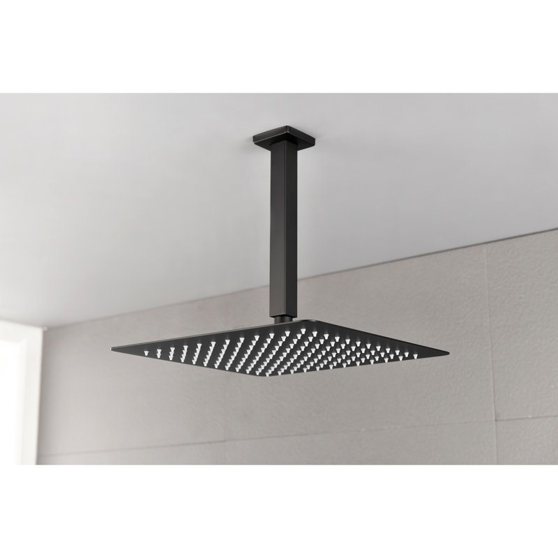Rain Shower Head High Pressure Rainfall Showerhead Water Saving, Matte Black