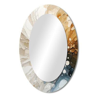 Urban Jazz Of Abstract Line Art III - Abstract Oval Decorative Mirror On Metal