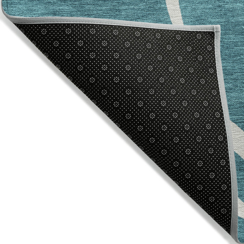 Teal Flat Woven Rectangular Synthetic Washable Rug 30" x 20"