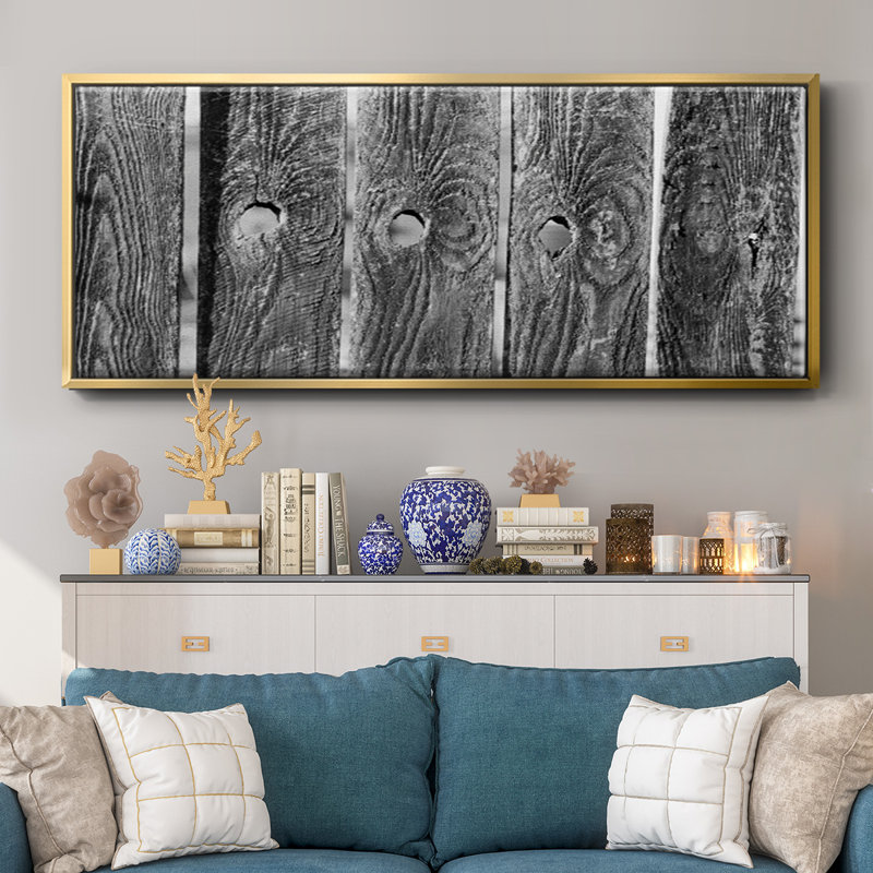 Found Textures II- Framed Canvas, 24" H x 60" W