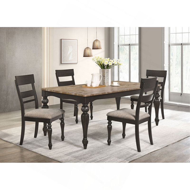 Ensemble de salle à manger brun brossé et gris anthracite Sandthrough, 5 pièces: table, 4 chaises
