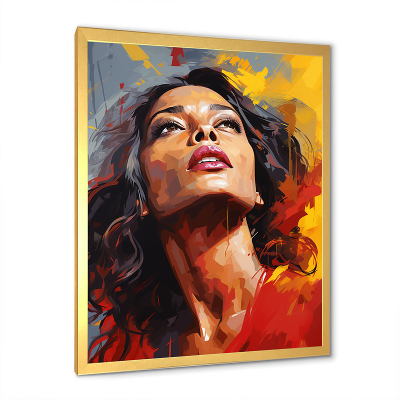 Portrait de Pop art bordeaux bourgogne - célébrités_105713, H 40 po x l 30 po x P 1,5 po, Cadre doré simple