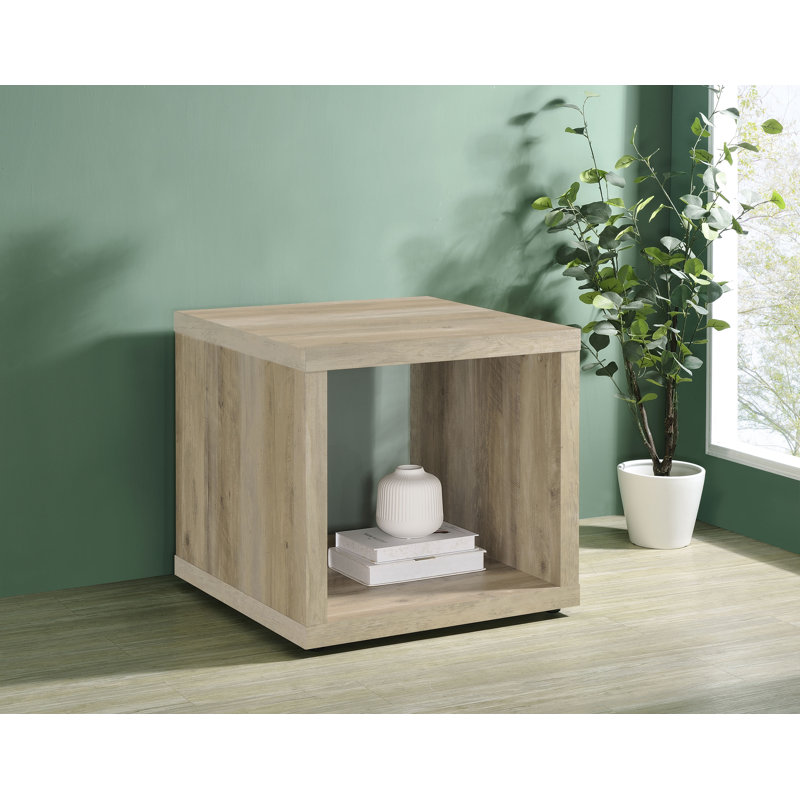 Table de bout carrée en bois d'ingénierie Ashberry, Bois naturel