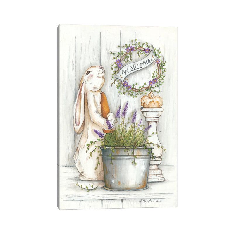 Welcome Bunny by Mary Anne June - Print on Canvas, Wrapped Canvas, 101.6 cm H x 66.04 cm W x 1.91 cm D