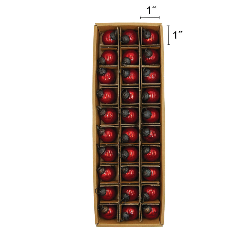 Ensemble de 30 boules en verre mercurisé, Rouge
