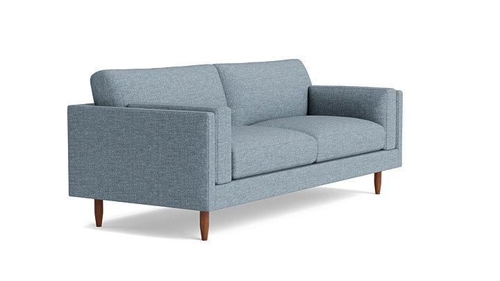 Skinny Fat Loveseat (70"), Performance Velvet - Denim, 70" W
