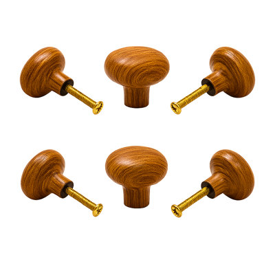 Poignée à bille en céramique Classic Classic (paquet de 6) - Finition en bois naturel et installation facile pour les armoires et les tiroirs