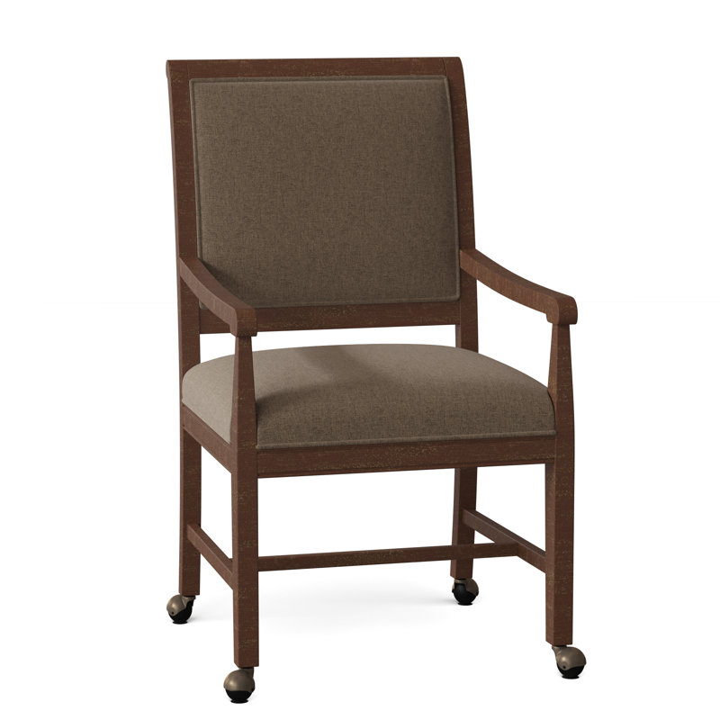 Chatham Upholstered King Louis Back Arm Chair, 9508 Sand, Walnut