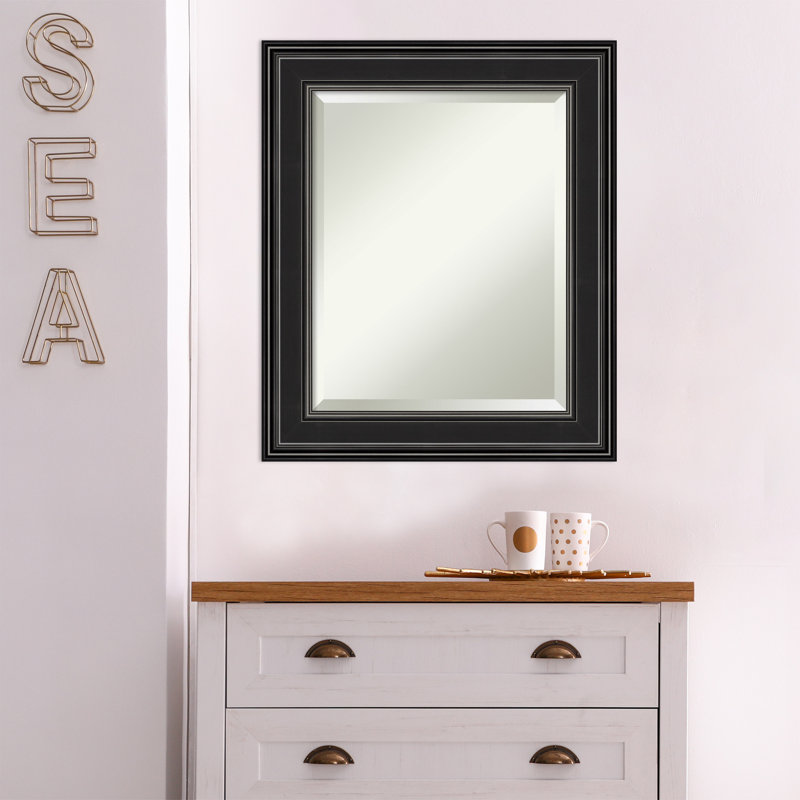 Ridge Black Rectangular Wall Mirror with Polystyrene Frame