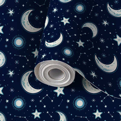 Papier peint auto-adhésif Celestial Night Moons Stars Constellations Cosmic