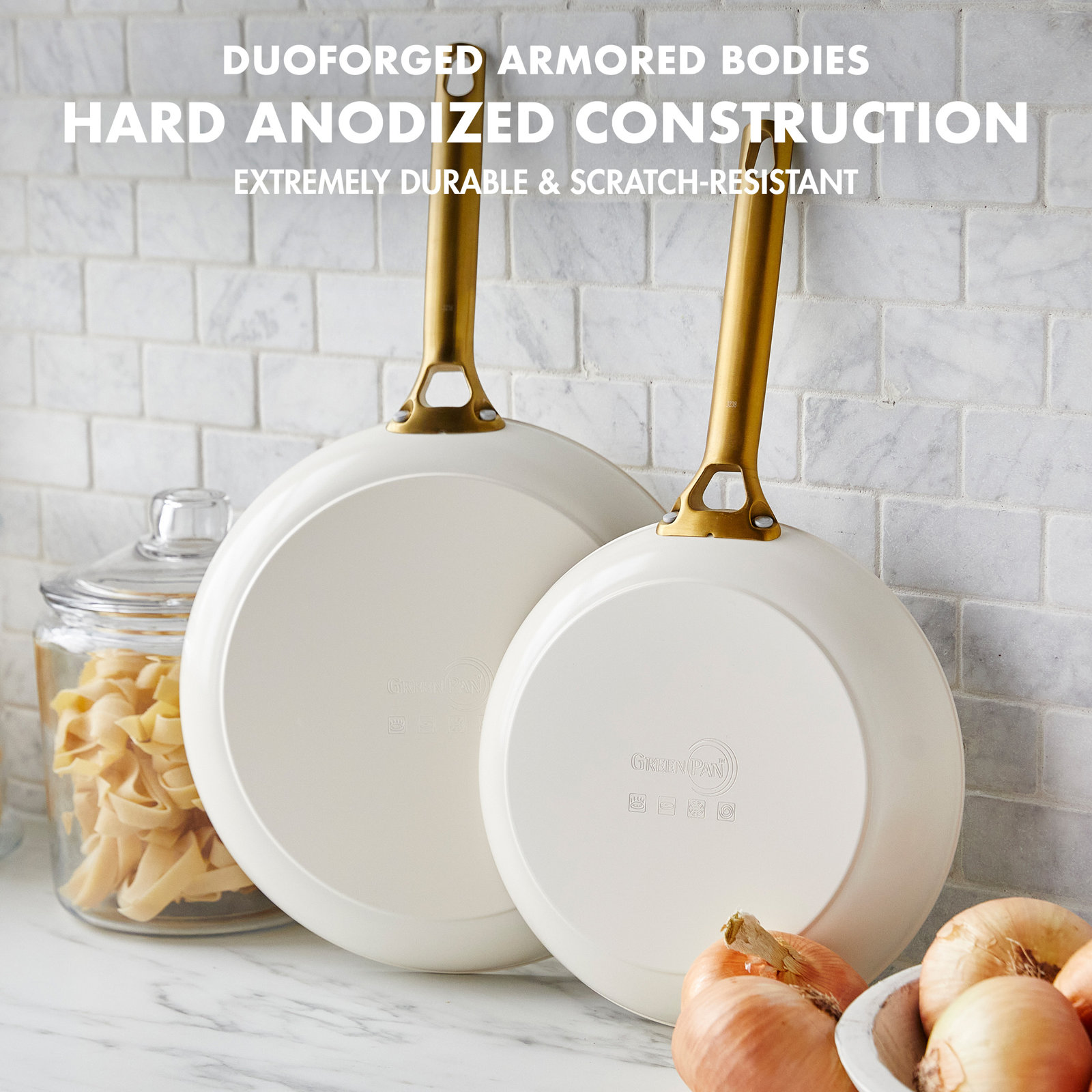 GreenPan Reserve Healthy Ceramic Nonstick 2 Piece Frying Pan Set, Cream