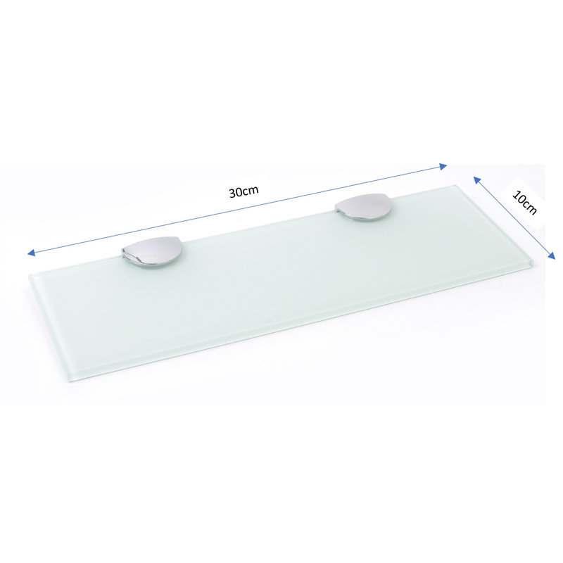 Fanniemae Glass Floating Shelf with Adjustable Shelves, 0.6cm H x 30cm W x 10cm D, White