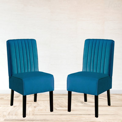 Ensemble de 2 chaises d'appoint de style moderne Mid-Century au design minimaliste, idéal pour les chambres à coucher relaxantes Revêtement en velours et pieds en bois massif, idéal pour le salon ou la chambre à coucher