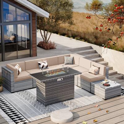 Cawanna 7 Piece Outdoor Rattan Seating Group with Cushions