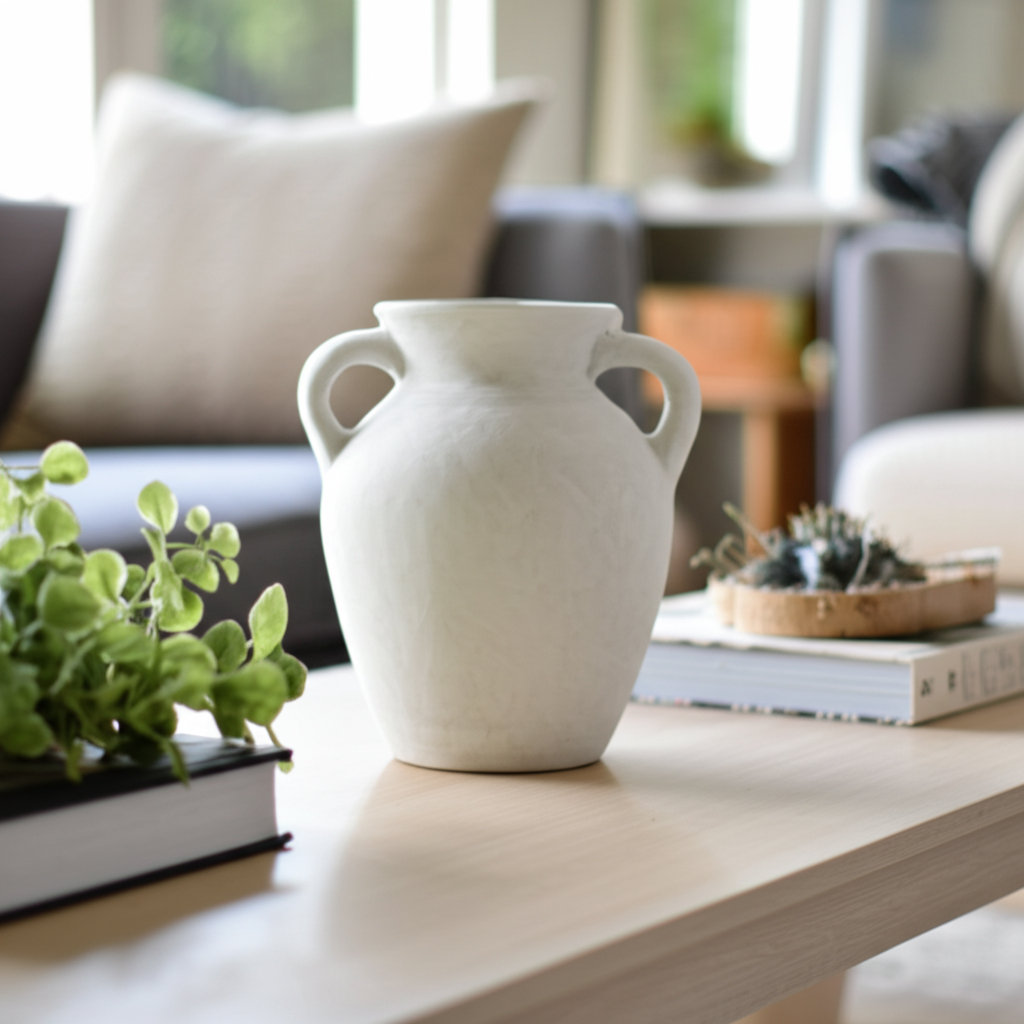 Dakota Fields Kenith Table Vase for Home Decor Decorative Vases with Rustic Finish Sculptural Flower Vase with Handles for Shelf or Console Classic Tall Vase for Farmhouse or Mediterranean Styling &am...