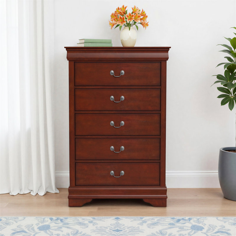 Commode 5 tiroirs Aberdeen, Cerisier