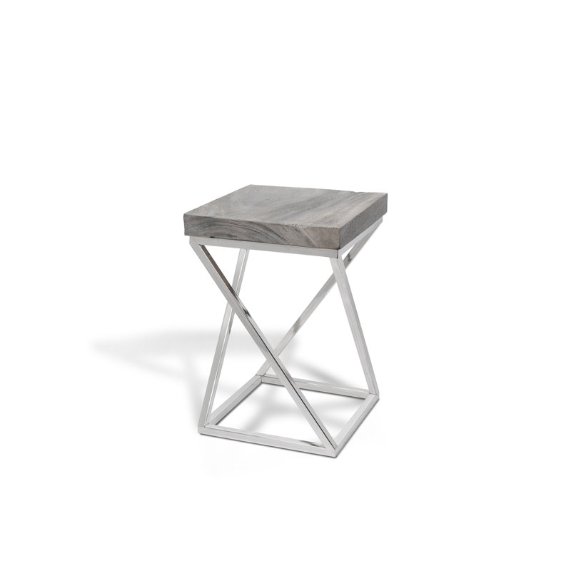 Solid Wood Top Coffee Table, 22" H x 20" L x 20" W, Gray