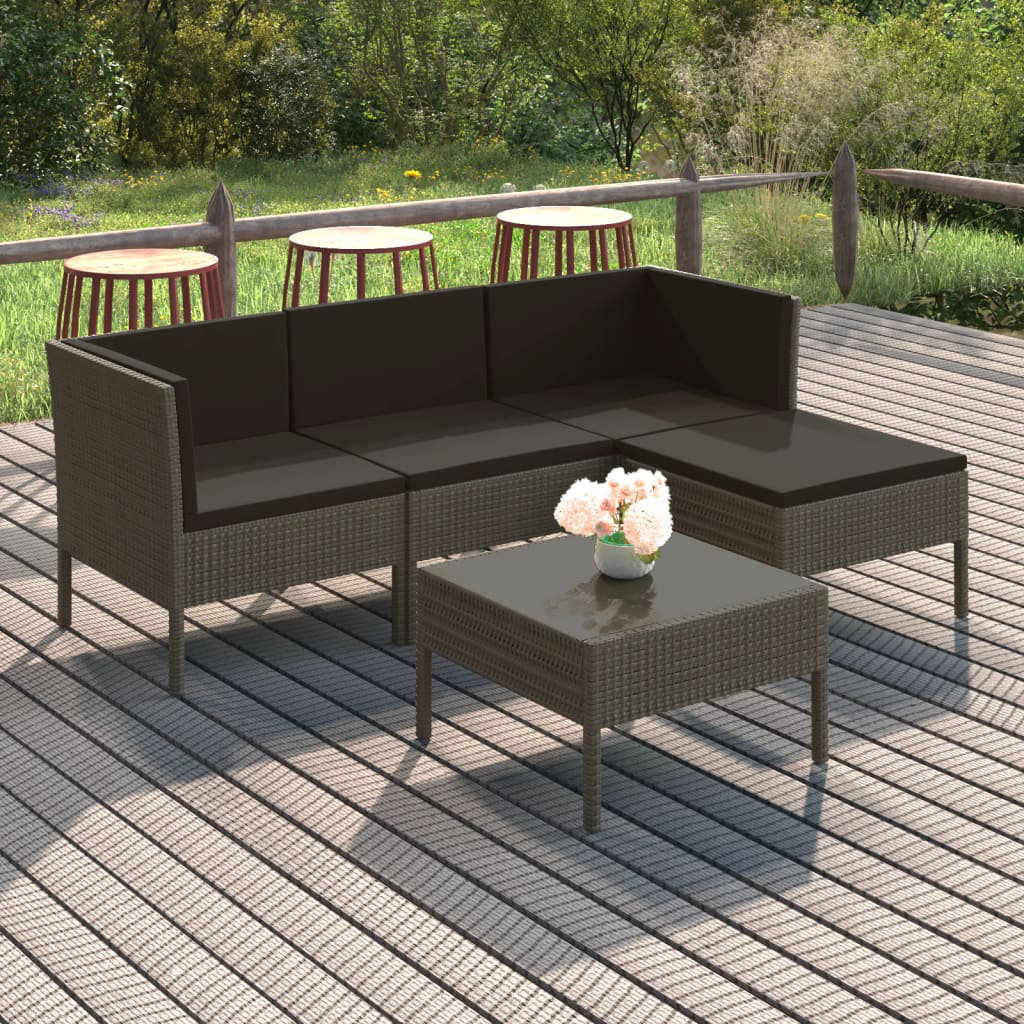 4-Sitzer Lounge-Set Jeslie aus Polyrattan mit Poster