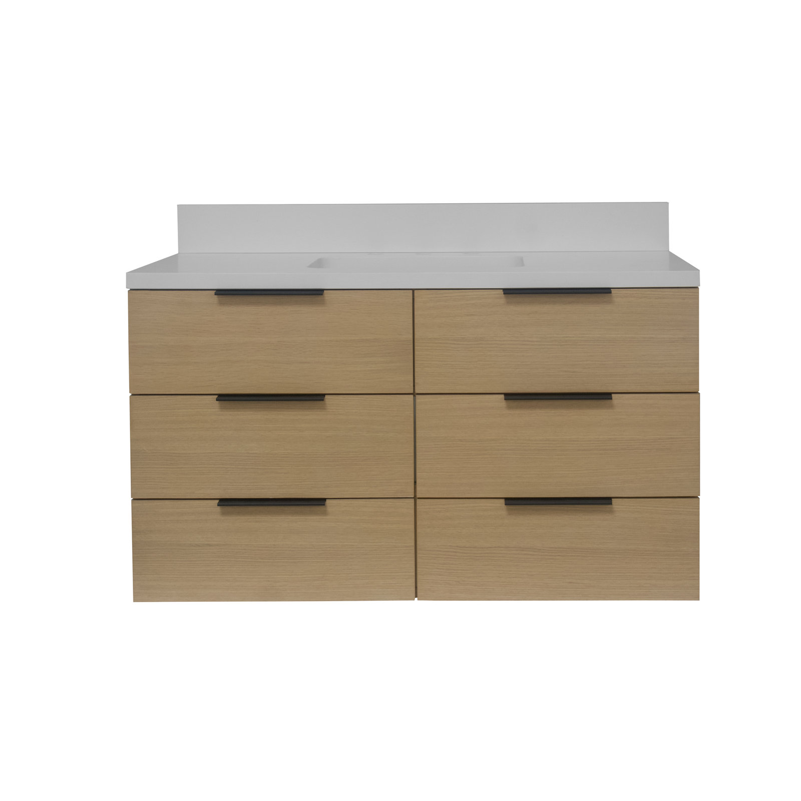 Mitchell 42'' Single Bathroom Vanity, Blonde Wood, Matte White Quartz