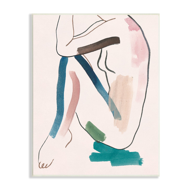 Silhouette conceptuelle de femme accroupie au repos, Bois, H 19 po x l 13 po
