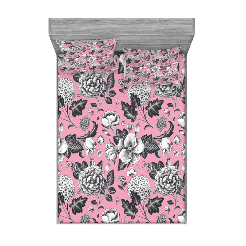 Microfiber Sheet Set, Queen Sheet Set with Fitted Sheet, Floral 4