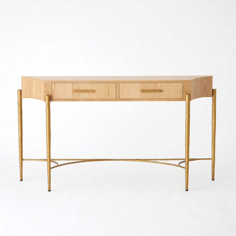 57.5'' W Solid Wood Console Table, Brown, Gold