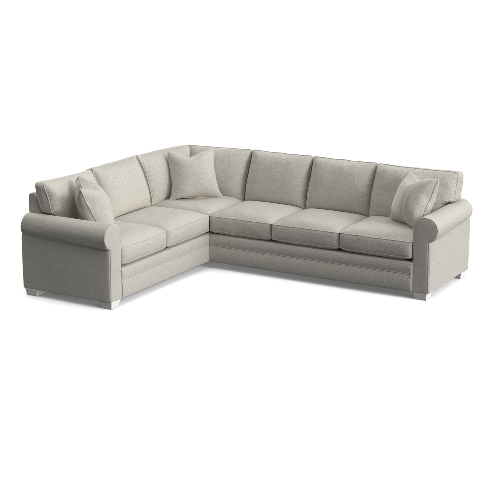 Bedford Upholstered L-Sectional, White Performance Fabric; 0851-94, Left Hand Facing, Frost White Finish