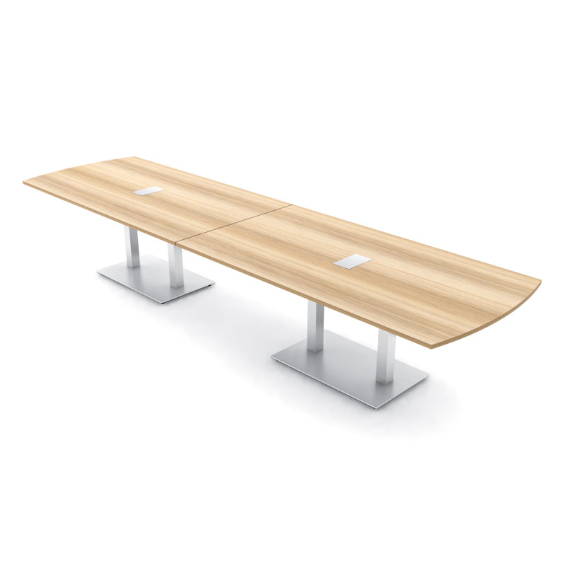 Table de conférence Pavert Arc Unité électrique, H 30 po x l 168 po x P 48 po, Blond blond cendré, Argent
