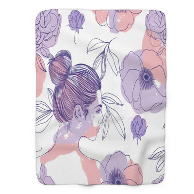 Mauve doux - couverture en sherpa de qualité supérieure 1 pièce
