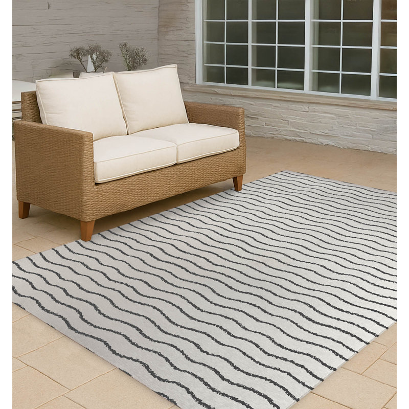 Wave Grunge Non-Slip Outdoor Rug, Rectangle 3' x 5'
