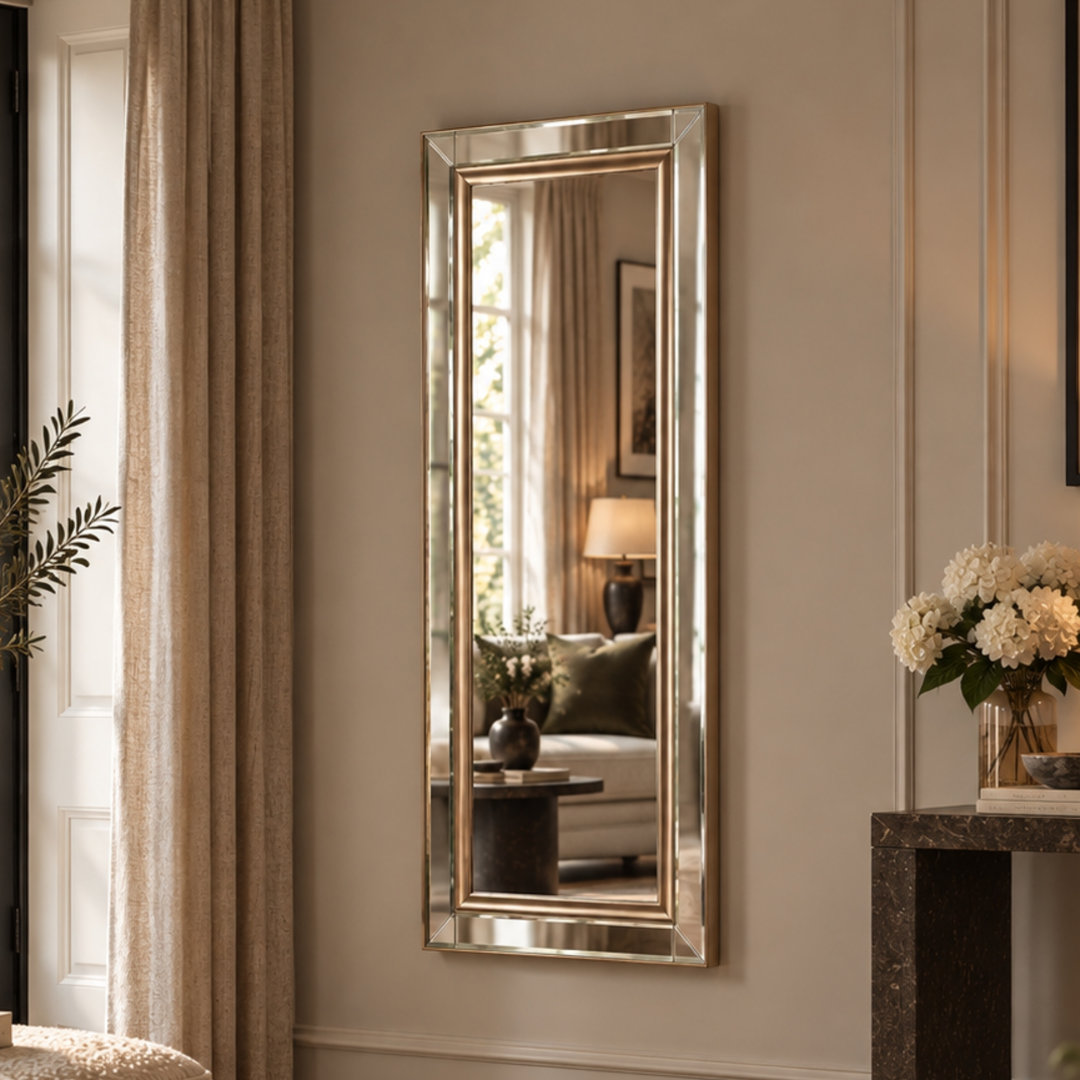 Yearn Mirrors Unisex Silver Champagne Framed Bevelled Mirror 136X45.5cm In | : 136X45.5 Cm - Image 3