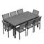 Higold - Heck 9 Pieces Patio Dining Sets, For Outdoor Dining Using, Grade A Teak, Black Aluminum Finished, Black&Brown-241651473