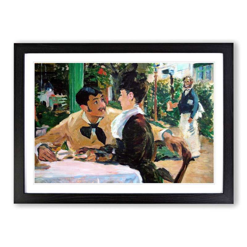 At Father Lathuille by Edouard Manet - Picture Frame Painting, Black Framed, 36cm H x 48cm W x 2cm D