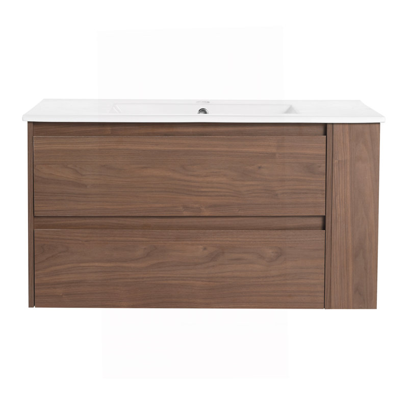 Meuble-lavabo mural 36 po avec lavabo en céramique, 36"