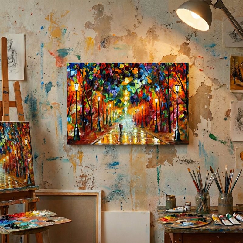 Paysage urbain vibrant sur toile