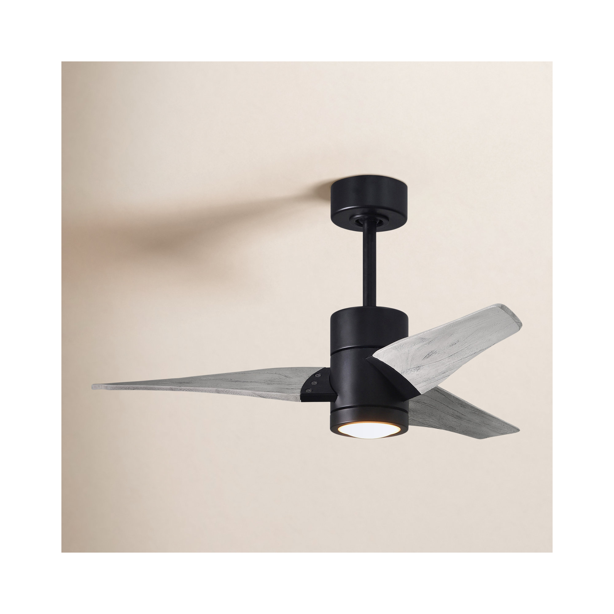 3 Blade Ceiling Fan with LED Light Kit, Barn Wood Tone, Matte Black/Barn Wood, 42"