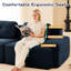Canapé modulaire 153 po en velours côtelé 153 po, bleu, assise profonde, passepoil perlé, sans assemblage, base moderne bleu