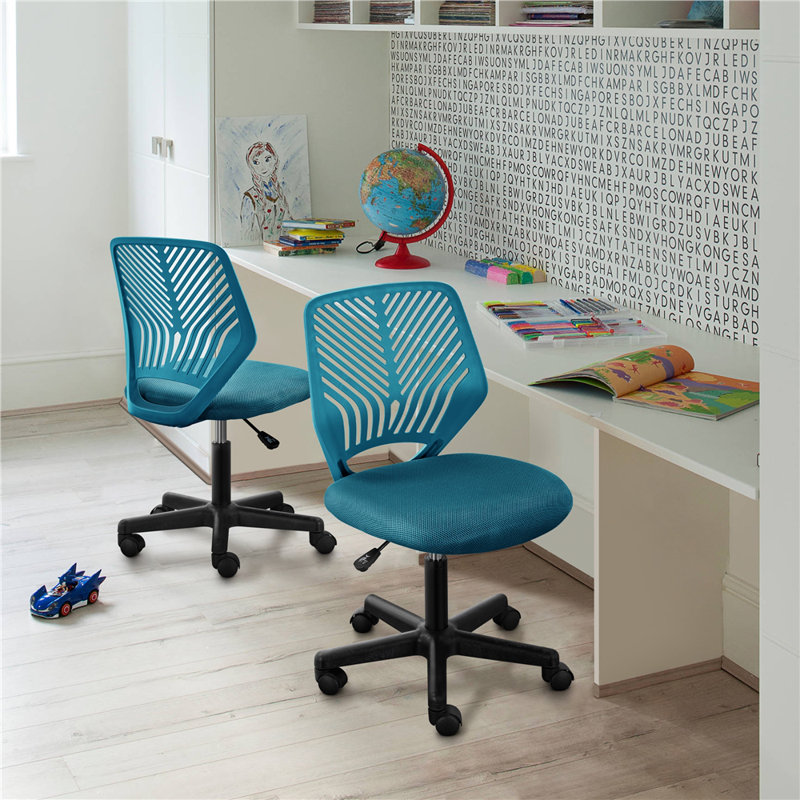 color Mid-Back Armless Mesh Padded Swivel Task Office Chair, Black, 36" H, Black
