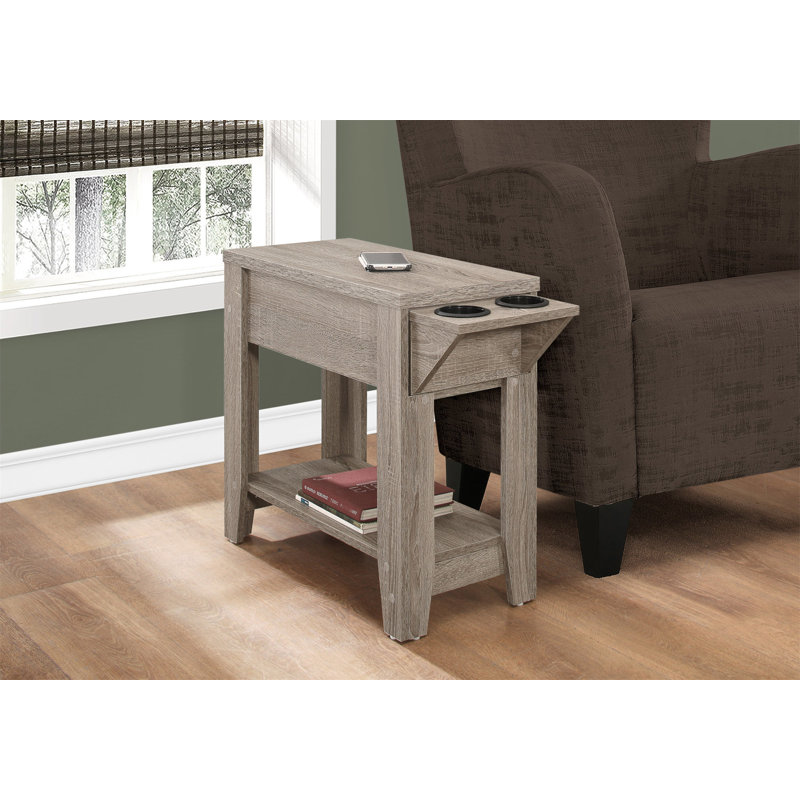 Accent Table, Side, End, Storage, Lamp, Living Room, Bedroom, Dark Taupe Laminate, Transitional, Taupe