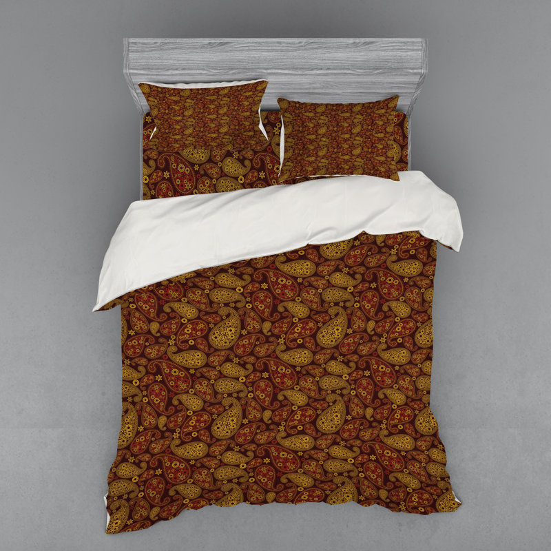 Ensemble de housse de couette oriental damassé leaves the middle age repose-pieds art d’inspiration boho