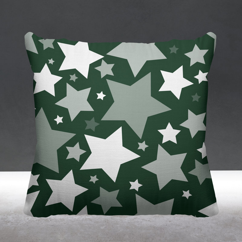 Coussin décoratif intérieur / extérieur Christmas Stars, L 15 po x H 15 po, Sauge