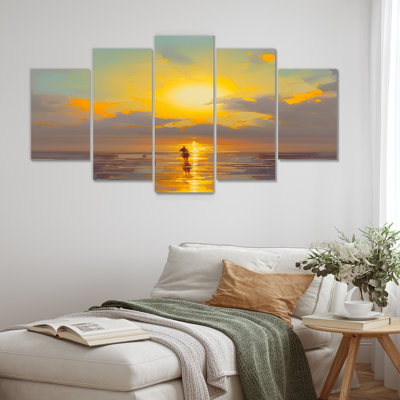Shanell - art mural coucher de soleil 5 pièces