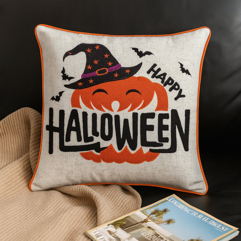 Coussin Happy Halloween Pumpkin Witch