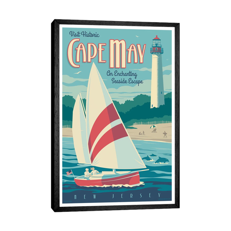Cape May Travel by Jim Zahniser - Print on Canvas, 66.04cm H x 45.72cm W x 3.81cm D, Black Framed