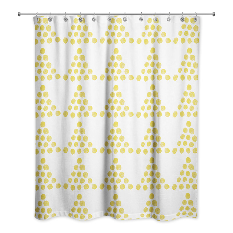 Rideau de douche à pois Ronderick, Jaune