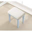 Table de coiffeuse bleue - 3 tiroirs de rangement, miroir en bois réglable, tabouret de rangement contemporain à tiroirs, bois