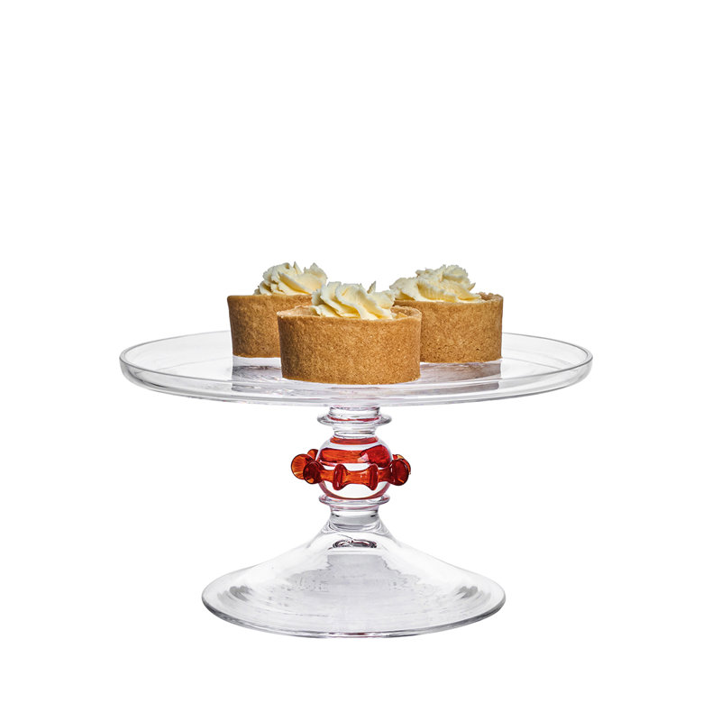 Nell Ruffle Petite Cake Dome & Stand Set, Ruby