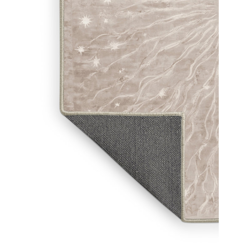 Tapis beige soyeux et moelleux, Carré 7 pi