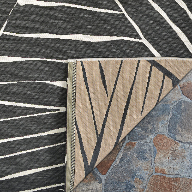 Dolce Abstract Charcoal Flatwoven Indoor Outdoor Area Rug, Rectangle 8'1" x 11'2"