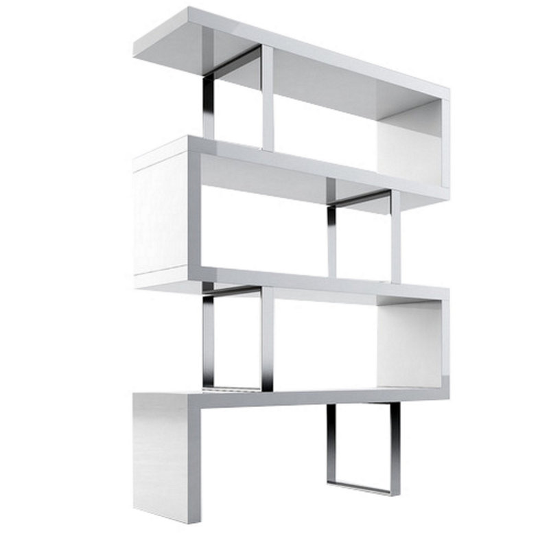 Charlis Geometric Bookcase, (4 Shelves) 67" H x 51" W x 16" D, White